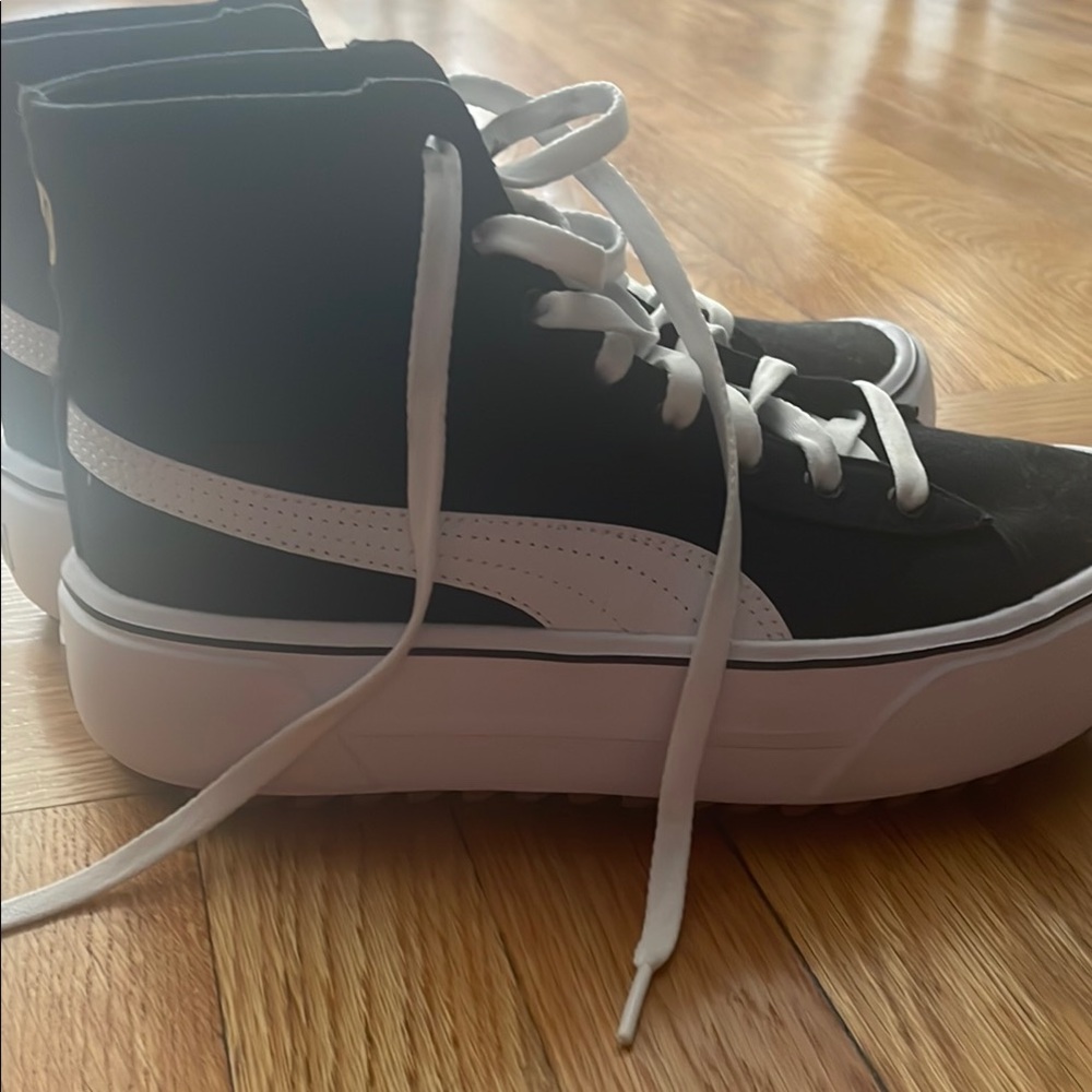 Puma Black and White Platform Sneakers